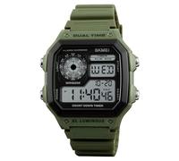 SKMEI Men's Digital Sports Waterproof Wrist Watch with Dual Time Chronograph Countdown Alarm Backlight, Green, Chronograph,Digital