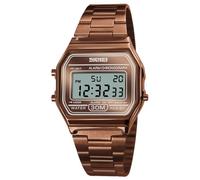 SKMEI Men's Digital Watch with Waterproof Classic Fashion Business Stainless Steel Sports Watch, Coffee Golden