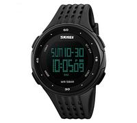 SKMEI Mens Large Display Digital Watch Resin Strap Stopwatch Alarm 50m DG1219 Black