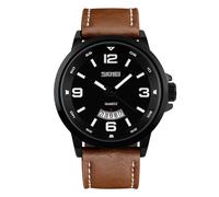 Skmei Men's Mens Watch Classic Dial with Leather Strap & Date Display Window in Brown Skmei Brown One Size