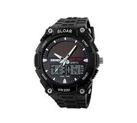 SKMEI Men's Solar Powered Dual Time Zones Sporty Wrist Watch - Black
