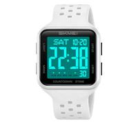 SKMEI Men's Sports Digital Watches Military Multifunction Watches for Women with Waterproof Alarm Dual Time Zones Stopwatch, White Black