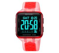 SKMEI Men's Sports Digital Watches Military Multifunction Watches for Women with Waterproof Alarm Dual Time Zones Stopwatch, Red Black