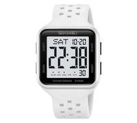 SKMEI Men's Sports Watch Waterproof Large Face Digital Watches for Men with Multifunction Alarm Dual Time Zones Stopwatch, White Black