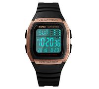 SKMEI Men's Square Digital Watch, Classic Multi-Function Waterproof Stopwatch Countdown Alarm Watch for Men