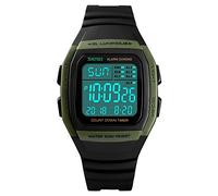 SKMEI Men's Square Digital Watch, Classic Multi-Function Waterproof Stopwatch Countdown Alarm Watch for Men