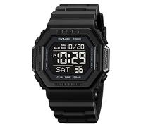 SKMEI Men's Top Brands Digital Mens Watch, Black Dial ABS Case, TPU Rabber Band, Waterproof Electronic WristWatches Fashion PU Band Sports Watch relogio Masculino Sport Watch Men-1988, BLACK, Military