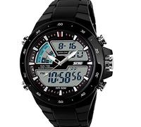 SKMEI Men's Watch Digital Analog Alarm 30 Waterproof Man Military Multifunctional Wristwatches (Black)