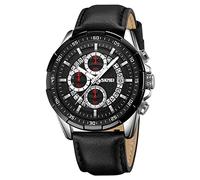 SKMEI Mens Watches Chronograph Analog Quartz Watch Waterproof Elegant Gifts for Men Leather Strap Wrist Watches for Men