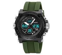 SKMEI Mens Wrist Watch, Waterproof Military Analog Digital Watches with LED Multi Time Chronograph, Stainless Steel Business Watches for Men, 2065-AG, Sports