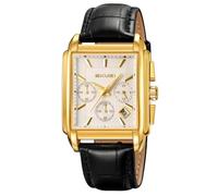 SKMEI Square Watch for Men Business Stainless Dress Fashion Chronograph Waterproof Luxury Analog Simple Fathers Dad Gifts Gold Black Wrist Watches, G2339HP-goldwhite