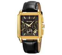 SKMEI Square Watch for Men Business Stainless Dress Fashion Chronograph Waterproof Luxury Analog Simple Fathers Dad Gifts Gold Black Wrist Watches, G2339HP-goldblack