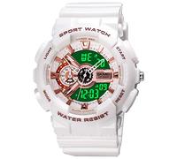 SKMEI Unisex Digital Sports Watch, 50 Meters Waterproof Personality Street Elements Luminous Engraving LED Digital Waterproof Watch, White, Digital