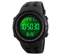 SKMEI Watch for Men,Military Sports Round Digital Watch with Waterproof Led Light Stopwatch Countdown Date Alarms Chronograph, 1251-Black, 1.93*1.93*0.59 inch, Sports