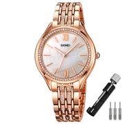 SKMEI Watch for Women Fashion Stainless Dress Snake Business Luxury Analog Waterproof Simple Ladies Female Wife Gifts Gold Wrist Watches, L1970rosegold, L1970