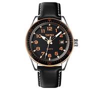 SKMEI Watches for Men Leather Band Easy Read Big Face Large Casual Fashion Waterproof Analog Quartz Dress Luminous Luxury Fathers Gifts Black Blue Wrist Watch , Black strap gold case