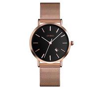 SKMEI Watches for Women Analog Quartz Minimalist Simple Dress Rose Gold Women Slim Thin Watch Mesh Band Waterproof Watches Fashion Ladies Wrist Watch with Date, rose gold, 33
