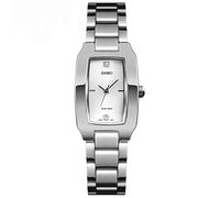 SKMEI Watches for Women Ladies Female Diamond Rose Gold Square Stainless Luxury Fashion Small Slim Analog Quartz Waterproof Dress Casual Simple Wife Girls Gifts Wrist Watch, L1400silver, Luxury