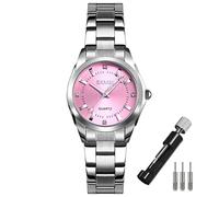 SKMEI Watches for Women Ladies Female Fashion Waterproof Dress Business Stainless Luxury Classic Analog Quartz Simple Wife Girls Gifts Gold Wrist Watch, L1620pink, fashion