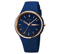 SKMEI Watches for Young Women Lady Sports Silicone Band Big Face Large Waterproof Fashion Casual Simple Quartz Analog Day Date Girls Gift White Wrist Watch, L1747darkblue, simple
