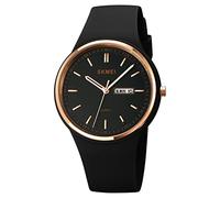 SKMEI Watches for Young Women Lady Sports Silicone Band Big Face Large Waterproof Fashion Casual Simple Quartz Analog Day Date Girls Gift White Wrist Watch, L1747black, simple