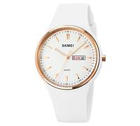 SKMEI Watches for Young Women Lady Sports Silicone Band Big Face Large Waterproof Fashion Casual Simple Quartz Analog Day Date Girls Gift White Wrist Watch, L1747white, simple