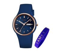 SKMEI Watches for Young Women Lady Sports Silicone Band Big Face Large Waterproof Fashion Casual Simple Quartz Analog Day Date Girls Gift White Wrist Watch, small darkblue, L2057