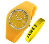 SKMEI Watches for Young Women Lady Sports Silicone Band Waterproof Fashion Casual Simple Quartz Analog Teens Girls Gift Black Wrist Watch, L9068yellow, L9068yellow