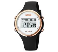 SKMEI Woman's Digital Watches Sports,Simple Wrist Watches for Lady LED Backlight with Silicone Band, 1720BK, Digital