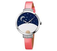 SKMEI Women Watch, Leather Elegant Wrist Watch for Lady Girls, Analog Quartz Waterproof Watches for Women, Classic Gift for Her, Pink, 1.65*1.34*0.39 inches, classic