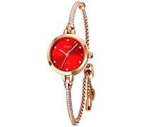 SKMEI Women Watches Bracelet Diamond Ladies Female Small Rose Gold Fashion Luxury Thin Waterproof Analog Quartz Casual Girls Wife Gifts Silver Wrist Watch, L1805red, fashion