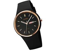 SKMEI Women's Silicone Strap Watch, Waterproof Large Face Fashion Sports Analog Quartz Day Date Watch for Women (BLACK), BLACK, Minimalist