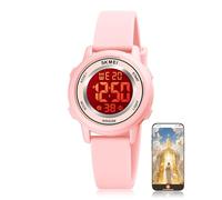 SKMEI Women's Sports Digital Watches Casual Waterproof Luminous Watches with NFC Bible Verse Alarm Stopwatch, Pink