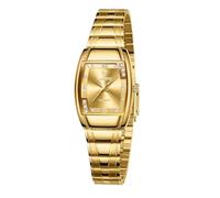SKMEI Women's Watch Oval Dial Gold Tone Stainless Steel Bracelet Watch 3ATM Waterproof Diamond Accents Curved Glass Fashion Ladies Wristwatch