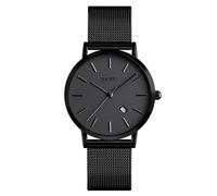 SKMEI Womens Watches Black Slim Thin Luxury Dress Stainless Steel Mesh Watches Fashion Waterproof Ladies Wrist Watch with Date, Black, dress watch