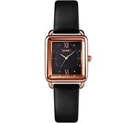 SKMEI Women's Watches for Ladies Female Square Small Slim Light Black Leather Band Waterproof Fashion Casual Simple Quartz Analog Young Girls Gifts Wrist Watch, 1702-black, 24