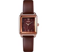 SKMEI Women's Watches for Ladies Female Square Small Slim Light Black Leather Band Waterproof Fashion Casual Simple Quartz Analog Young Girls Gifts Wrist Watch, 1702-red, 24