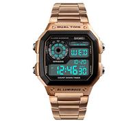 SKMEI Wrist Watch for Men, Digital Sports Waterproof Watch with Dual Time Chronograph Countdown Alarm Backlight, Rose Gold, 1.77**1.69*0.51inches, classic
