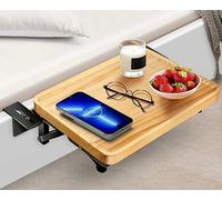 SKMYL Folding Bedside Shelf, Wood & Stainless Steel, 11.82 X 7.82 0.78 inches, Retro, Collapsible, Bedside Table, Dorm Bed Shelf