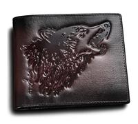 skneephate Wolf Cool Mens Wallets Leather Bifold Wallets For Men,Rfid Blocking,Gift For Him Husband, coffee-1, Vintage