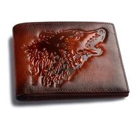 skneephate Wolf Cool Mens Wallets Leather Bifold Wallets For Men,Rfid Blocking,Gift For Him Husband, brown, Vintage