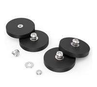 SKNOOY Strong Rubber Coated Magnets,Neodymium Magnets with M4 Female Thread, Magnet Base Anti-Slip Heavy Duty Mounting Magnet for Outdoor Sign,Working Lights,Antenna,Tractor Mirror and Tools 4PC