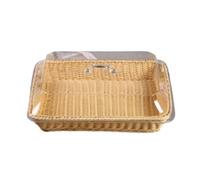 Sknrlko Beige Rectangle Bread Basket with Lid, 35X25X15cm, Food Serving & Storage, Plastic