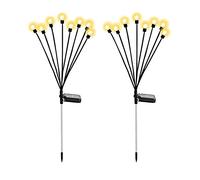 Sknrlko Solar Garden Lights Upgraded 8LED Firefly Lights Solar Outdoor Waterproof, Swaying Lights Decoration, Warm White 2PCS