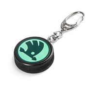 Skoda 6U0087011A Key Fob Logo Emblem Pendant, Hard Rubber, Shape: Ice Hockey Puck, Green/Black, black, standard size, Classic