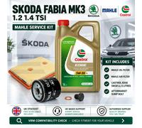 Skoda Fabia MK3 1.2 1.4 TSI MAHLE Air Oil Filter Kit Castrol EDGE 5W30 LL 5L