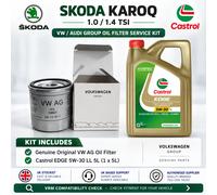 Skoda Karoq 1.0 1.4 TSI Genuine VW AG Oil Filter Kit Castrol EDGE 5W30 LL 5L OEM