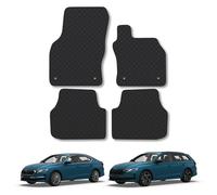 Skoda Octavia (2020+) [Non-Hybrid] Rubber Car Mats Accessories Tailored Fit Compatible Accessory Waterproof Protection Non-Slip Floor Mats Full Durable Front Rear Set with Clips