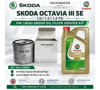 Skoda Octavia MK3 1.0 1.2 1.4 TSI Genuine VW Oil Filter Castrol EDGE 5W-30 LL 5L