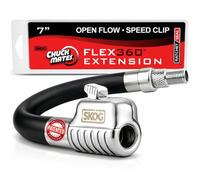 SKÖG Chuck Mates Flex360 7” Tire Inflator Hose Extension with Patented RatchetSeal Self-Locking Chuck - Compatible with Portable Tire Inflators (Open Flow)